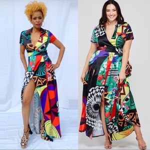 Abstract multicolor maxi dress